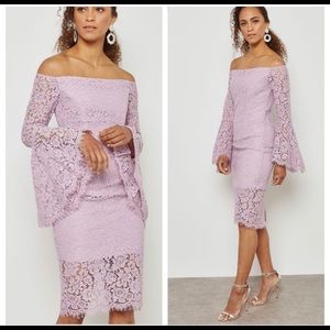 NWT Bardot lace off the shoulder bell sleeve dress